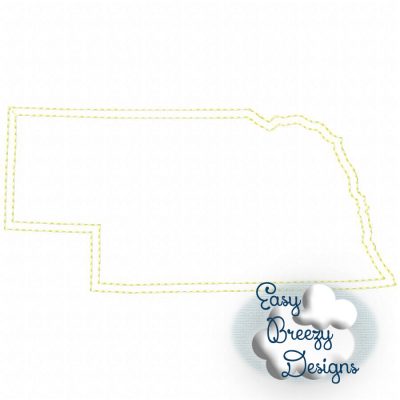 Nebraska State Outline Raggy Applique, State Home Design Download - Digital Download Machine Embroidery File