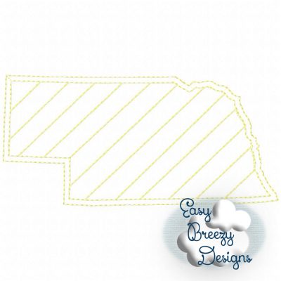 Nebraska State Outline Raggy Applique, State Home Design Download - Digital Download Machine Embroidery File - Image 2