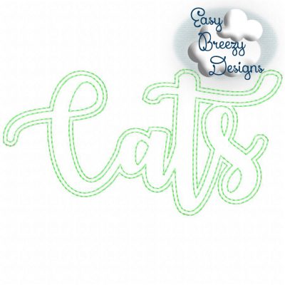 Script Cats Outline Raggy Applique, My Team, Team Spirit, Design Download - Digital Download Machine Embroidery File