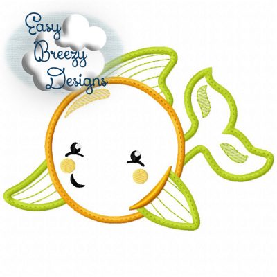 Fishy Face Applique, Pet Fish Applique - Machine Embroidery Files - Digital Download Only
