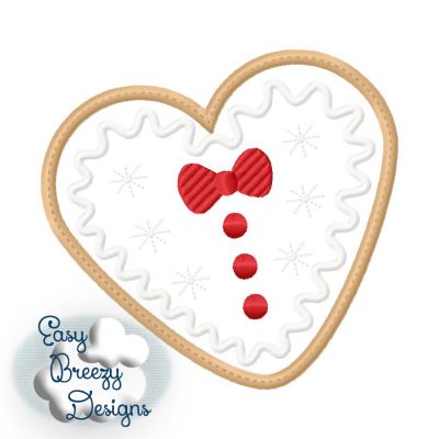 Ginger Heart Tux Cookie Applique Design File - Machine Embroidery - Digital Download Files