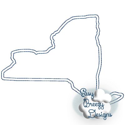 New York State Outline Raggy Applique, State Home Design Download - Digital Download Machine Embroidery File