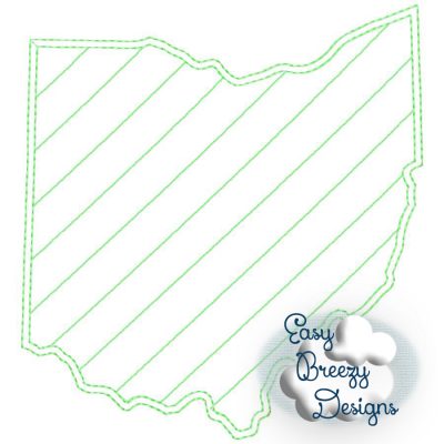 Ohio State Outline Raggy Applique, State Home Design Download - Digital Download Machine Embroidery File - Image 3