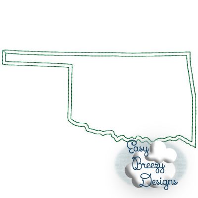 Oklahoma State Outline Raggy Applique, State Home Design Download - Digital Download Machine Embroidery File