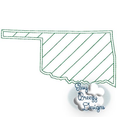 Oklahoma State Outline Raggy Applique, State Home Design Download - Digital Download Machine Embroidery File - Image 3