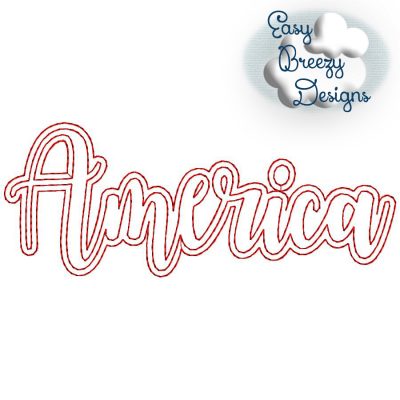 Script America Outline Applique, America Raggy Applique, America Script, State Home Design Download – Digital Download Machine Embroidery File