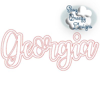 Script Georgia Outline Applique, Georgia Raggy Applique, State Home Design Download – Digital Download Machine Embroidery File