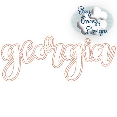 Script Georgia Outline Applique, Georgia Raggy Applique, Lowercase Georgia Script, State Home Design Download – Digital Download Machine Embroidery File