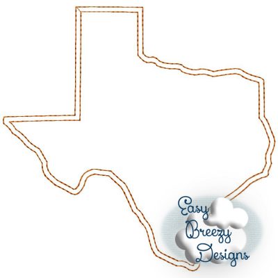 Texas State Outline Raggy Applique, State Home Design Download - Digital Download Machine Embroidery File
