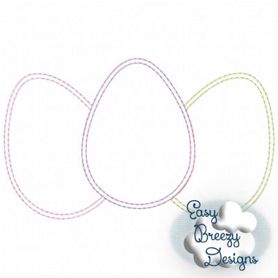 Easter Eggs Raggy Trio Applique, Raggy Applique, Egg Trio Applique Embroidery Design - Machine Embroidery Files