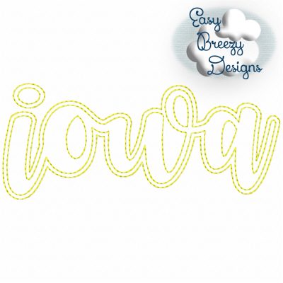 Script iowa lowercase Applique Design, Raggy Applique Design, State Applique Design, Script Iowa, Home State - Digital Download File