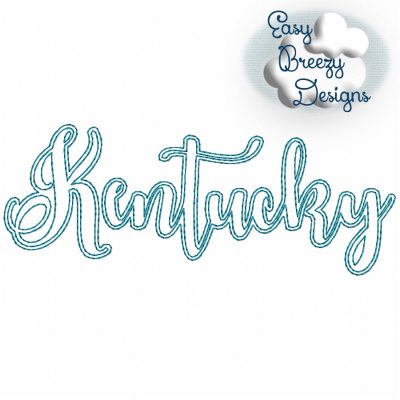 Script "Kentucky" Uppercase, Capitalized State Name Raggy Applique, State Home Design Download - Digital Download Machine Embroidery File