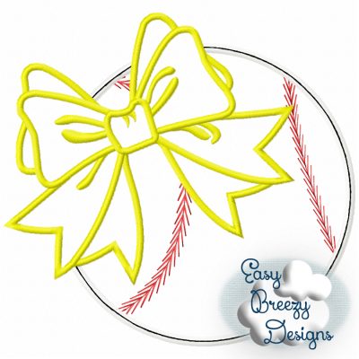 Bow Baseball Applique - Digital Download File
