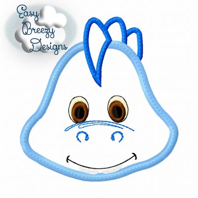 Dino Brontosaurus Face Boy Applique Embroidery Design - Machine Embroidery Files