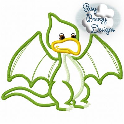Dino Pterodactyl Boy Applique Embroidery Design - Machine Embroidery Files