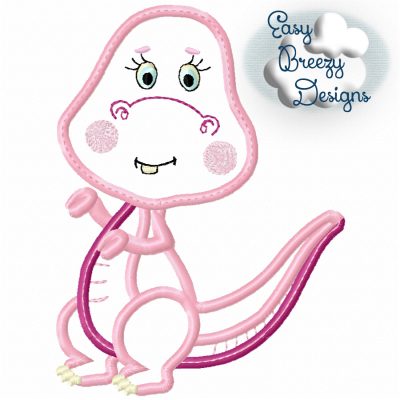 Dino TRex Applique, Girl Dinosaur Tyrannosaurus Rex Applique Embroidery Design - Machine Embroidery Files