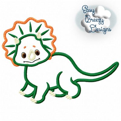 Dino Tri Applique, Boy Dinosaur Triceratops Applique Embroidery Design - Machine Embroidery Files