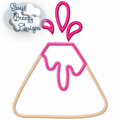 Dino Volcano Applique, Island Volcano Applique Embroidery Design - Machine Embroidery Files
