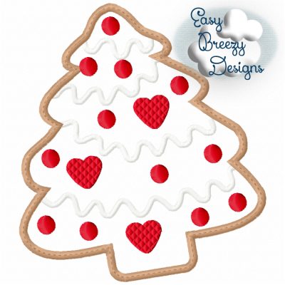 Ginger Christmas Tree Cookie Applique Design File - Machine Embroidery - Digital Download Files
