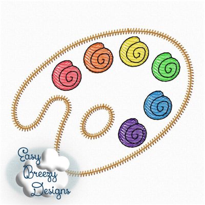Paint Palette Zig Zag Applique Design, Painting Embroidery, Back to School Applique Embroidery, Paints - Machine Embroidery Files - Digital Download