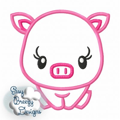 Party Piglet Applique, Party Animal Applique Embroidery Design - Machine Embroidery Files