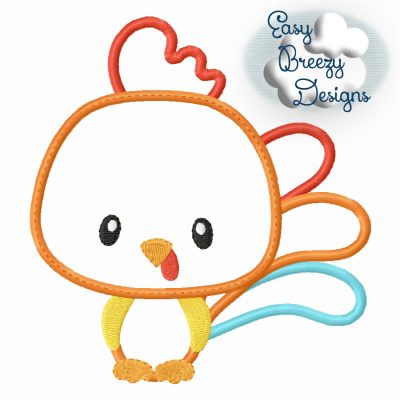 Party Rooster Applique, Party Animal Applique Embroidery Design - Machine Embroidery Files