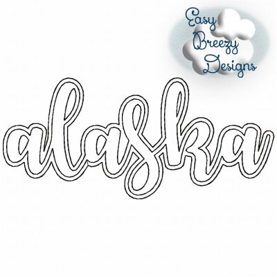 State Applique Design, Script Alaska Lowercase Raggy Applique Design