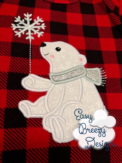 Christmas Polar Bear Applique Design - Machine Embroidery Files - Digital Download