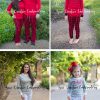 Kids Winter Christmas Pajamas in Gray Stripes, 2 Piece Pajamas - Image 6