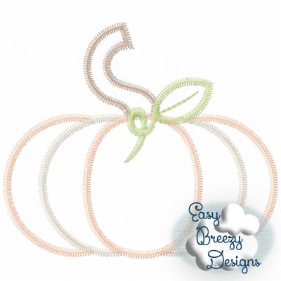 Squatty Pumpkin Zig Zag Applique, Halloween Pumpkin Patch Applique, Thanksgiving Pumpkin - Machine Embroidery Files - Digital Download