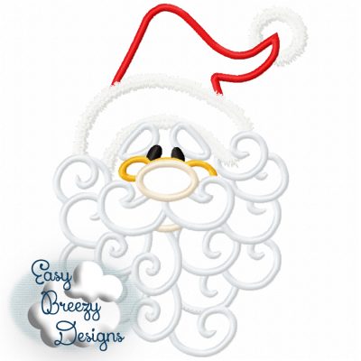 Curly Beard Santa Claus Face Applique Design, Christmas Embroidery Design, Christmas Embroidery - Machine Embroidery Files - Digital Download