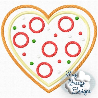 Pizza Heart Applique, Pepperoni Pizza Lunch Applique Design, Food Theme – Digital Download Files