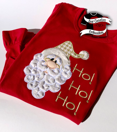 Ho Ho Ho Santa, Girl's Red Ruffled Long Sleeve Shirt, Sizes 6 Months to 10 Shirts