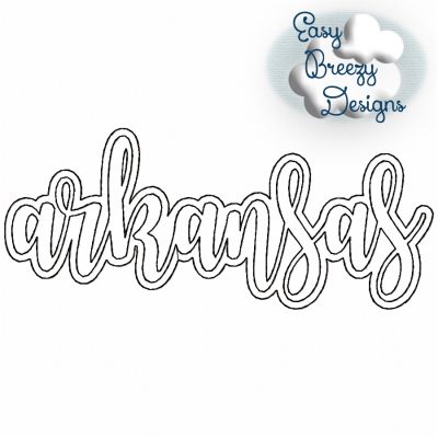 Script Arkansas, State Applique Design, Script Arkansas Lowercase Raggy Applique Design