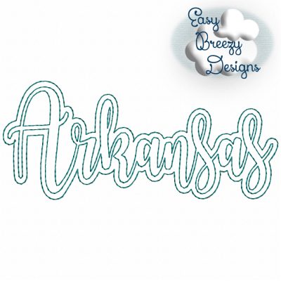 Script "Arkansas" Uppercase, Capitalized State Name Raggy Applique, State Home Design Download - Digital Download Machine Embroidery File