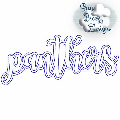 Script Panthers Lowercase, Team Name Raggy Applique, Design Download - Digital Download Machine Embroidery File