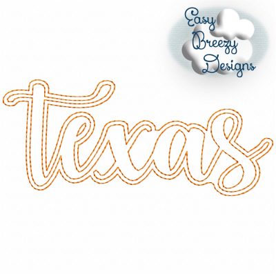 Script Texas, State Applique Design, Script Texas Lowercase Raggy Applique Design