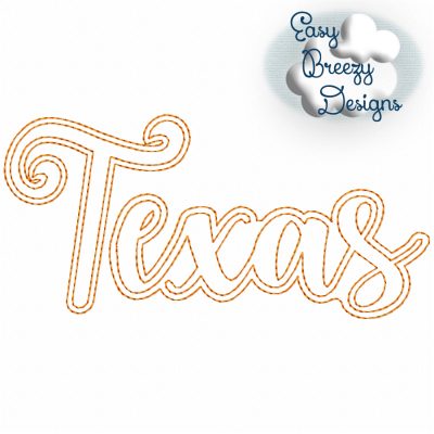 Script "Texas" Uppercase, Capitalized State Name Raggy Applique, State Home Design Download - Digital Download Machine Embroidery File