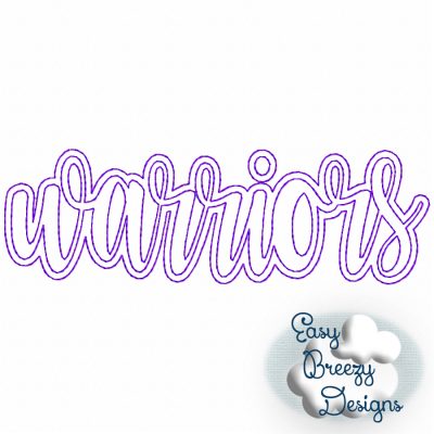 Script Warriors Lowercase, Team Name Raggy Applique, Design Download - Digital Download Machine Embroidery File