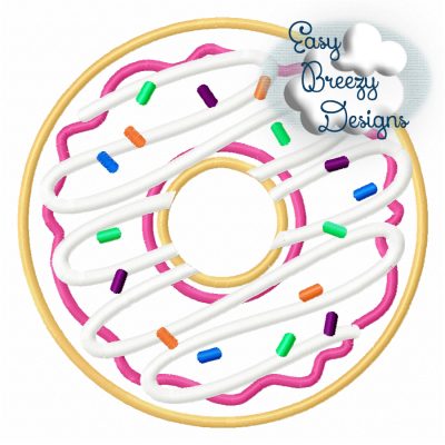 Iced Donut Sprinkles Applique Design File, Glazed Doughnut Sprinkles Applique – Machine Applique Design – Digital Download Files
