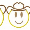 Emoji Smiling Cowboy, Smiley Face Applique Design - Embroidery File - Digital Download - Image 2
