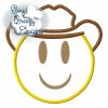 Emoji Smiling Cowboy, Smiley Face Applique Design - Embroidery File - Digital Download