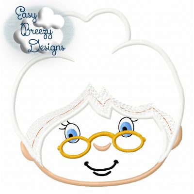 Mrs. Claus Face with Glasses Applique Design, Santa's Mrs., Christmas Embroidery, Christmas Applique - Machine Embroidery Files - Digital Download