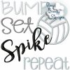 Bump Set Spike Repeat Volleyball Saying Applique, Volleyball Applique - Digital Download File