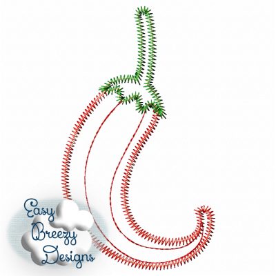 Curly Chili Pepper Applique, Taco Fun, Zig Zag, Mexican Food Applique - Machine Embroidery Files - Digital Download
