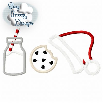 Milk Cookie Santa Hat Trio Applique Design, Christmas, Cookies For Santa - Machine Embroidery Files - Digital Download