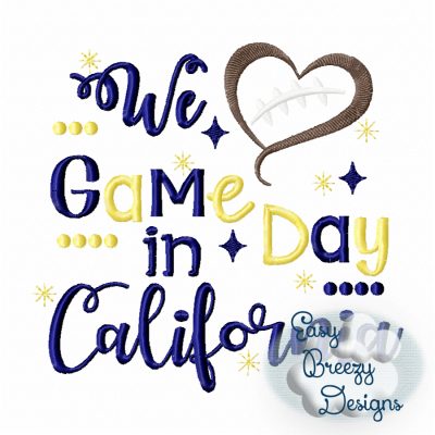 Game Day in California, Heart Football Embroidery, Football Saying - Machine Embroidery Digital Download File - Image 2