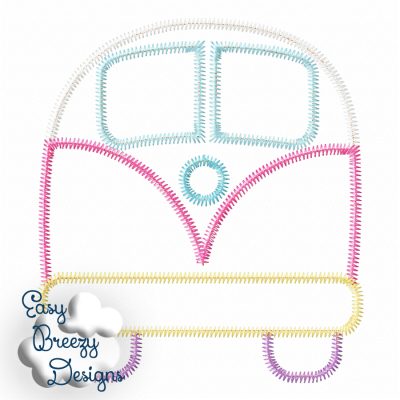 Retro Van Applique Design, Vintage Stitch Van Applique, Hippie Hippy Embroidery Design - Download Only - Digital File