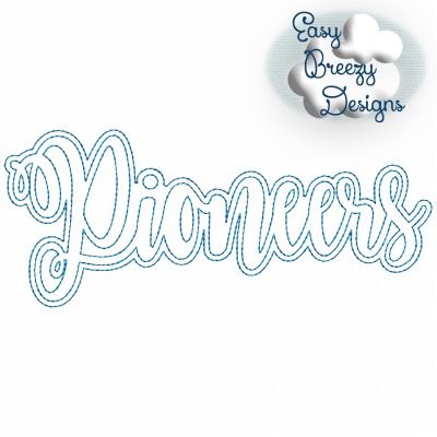 Script Pioneers Uppercase, Team Name Raggy Applique, Design Download - Digital Download Machine Embroidery File